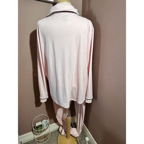 Born 2 Piece Pajama Set Womens 1XL Long Sleeve Top and Pants Pink Black Soft - Picture 4 of 11